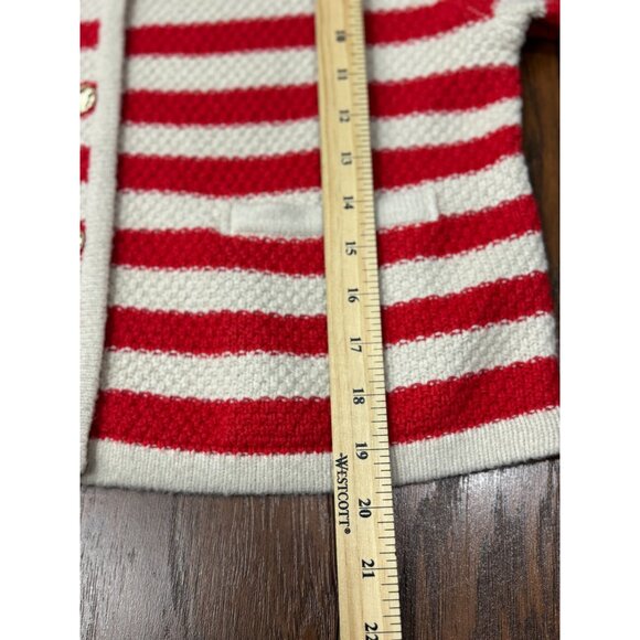 A New Day Womens XS Red White Striped Knit Cardigan Sweater Gold Button Pockets - Picture 8 of 9